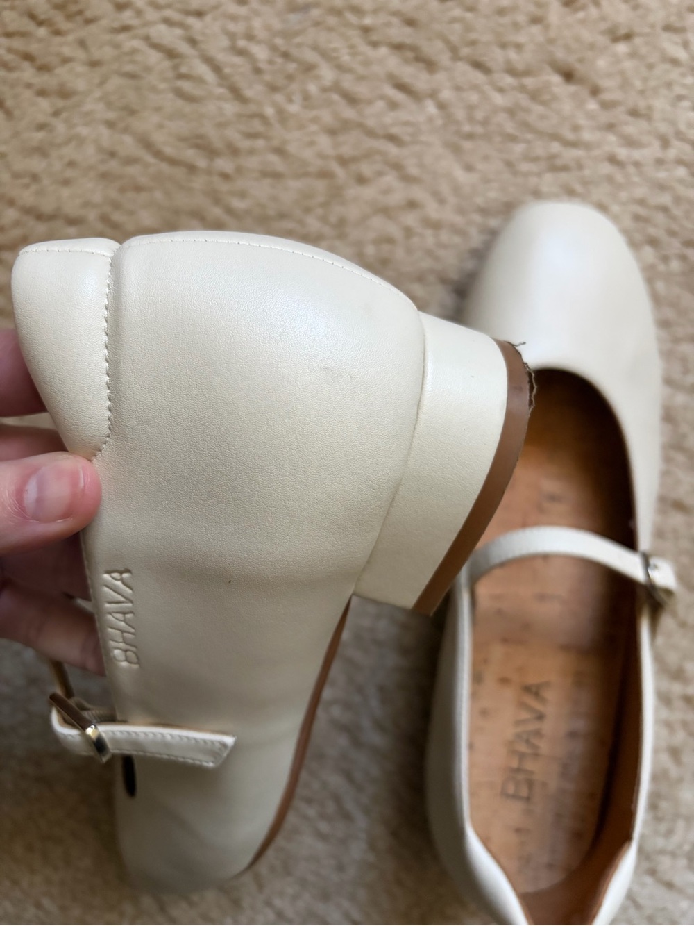 Bhava vegan leather ballet flats ivory UK 38 US 7.5 - 8 with bag - Picture 5 of 10